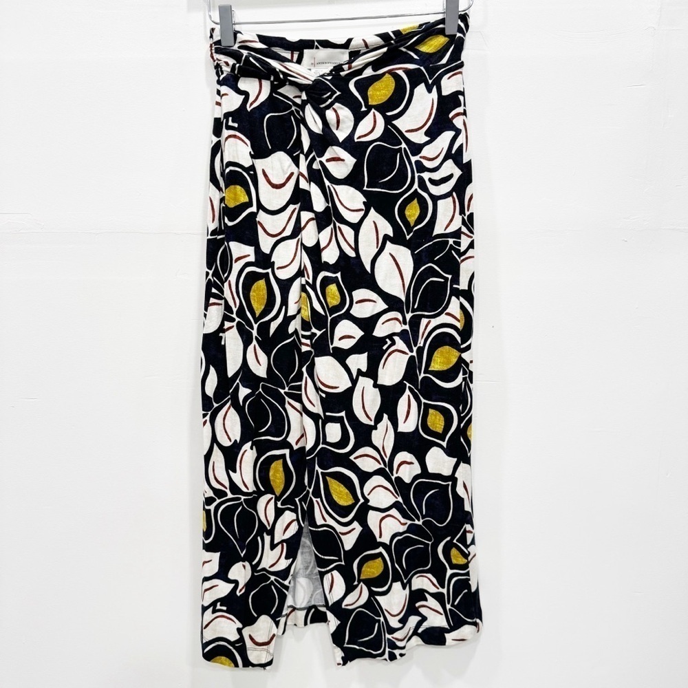 Anthropologie Floral Twist Front Jersey Knit Maxi Skirt X-Small